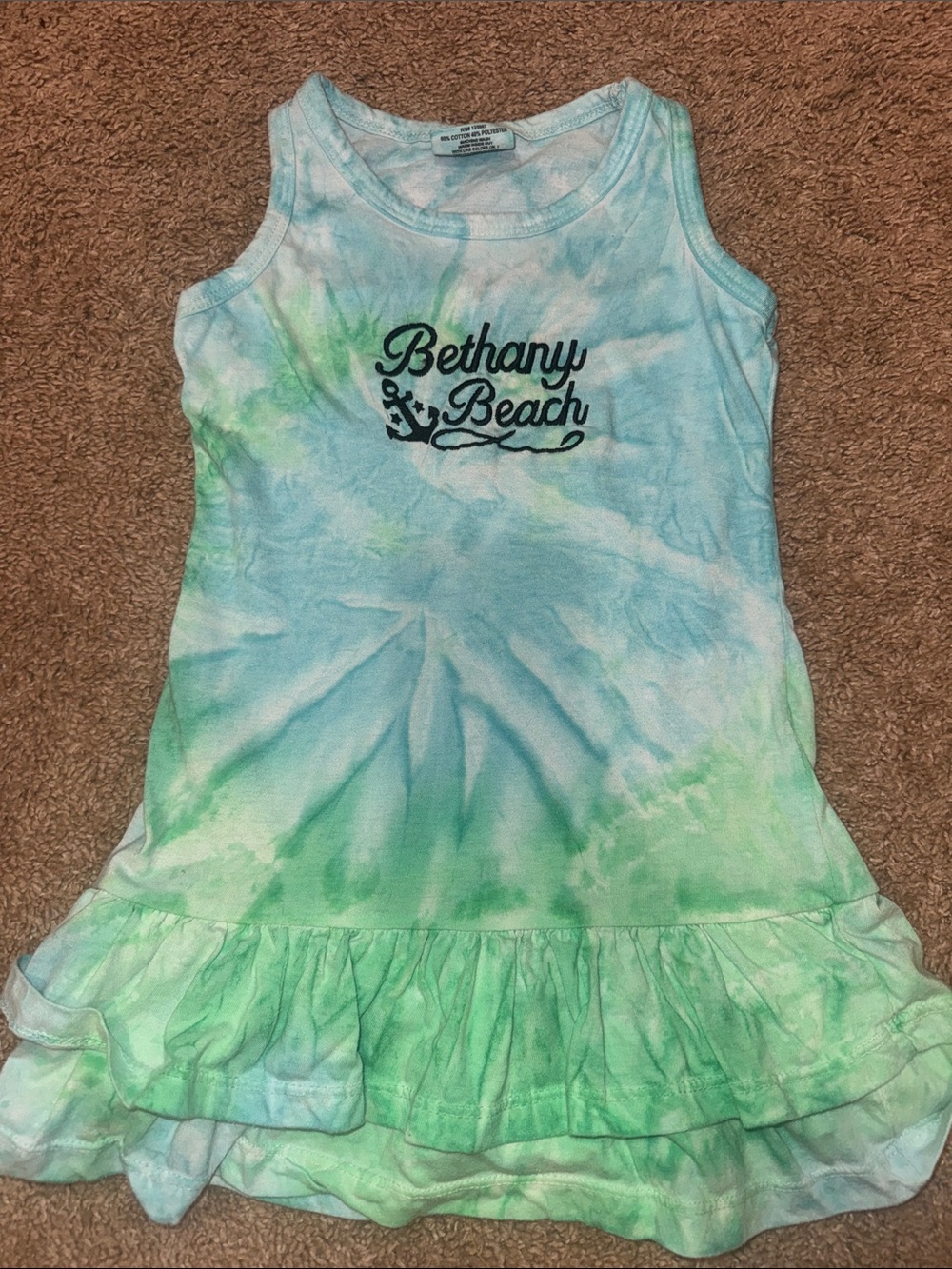 Tie-Dye Bethany Beach Tank Dress for Girls - Blue & Green